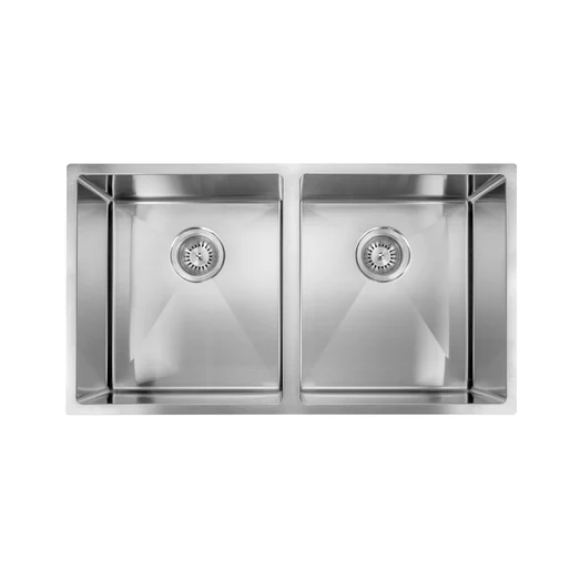 AGUZZO 820mm Double Bowl Stainless Steel Kitchen Sink Top/Under Mount AGZSSS-TWM7-0753