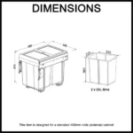 Elite Domestique Bottom Mounted 40L Twin Slide Out Concealed Waste Bin with Soft Close EL-400-2-0217-D