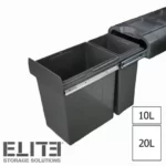 Elite 30L Twin Slide Out Concealed Waste Bin - Slim Profile ELITEPOB-300-2-1641-L