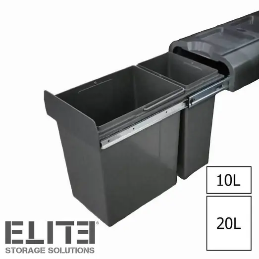 Elite 30L Twin Slide Out Concealed Waste Bin - Slim Profile ELITEPOB-300-2-1641-L
