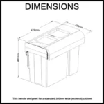 Elite 30L Twin Slide Out Concealed Waste Bin - Slim Profile ELITEPOB-300-2-1641-L