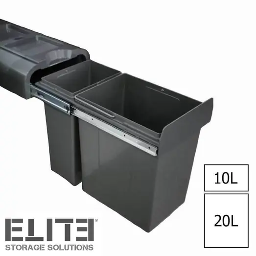 Elite 30L Twin Slide Out Concealed Waste Bin - Slim Profile ELITEPOB-300-2-1642-R