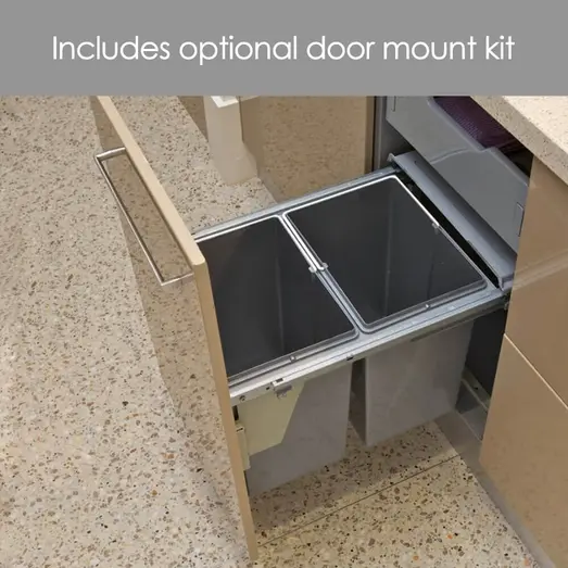 Elite Domestique Bottom Mounted 40L Twin Slide Out Concealed Waste Bin ELITEPOB-450-2-0218-D
