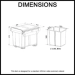 Elite Domestique Bottom Mounted 40L Twin Slide Out Concealed Waste Bin ELITEPOB-450-2-0218-D