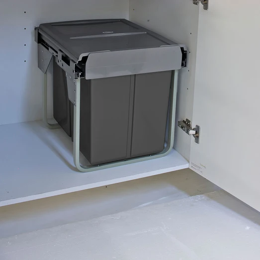 ELITE Domestique 40L Triple Slide Out Concealed Waste Bin ELITEPOB-450-3-1215-D