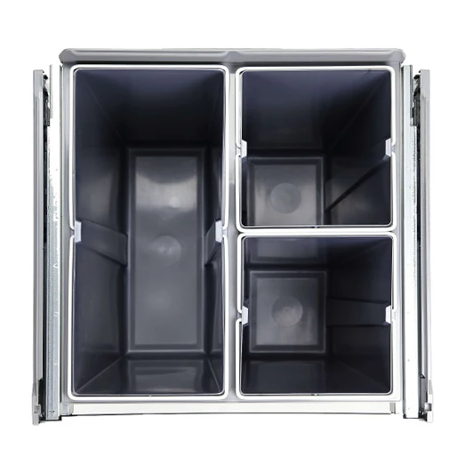 Elite Domestique Bottom Mounted 68L Triple Slide Out Concealed Waste Bin ELITEPOB-600-3-0499-D