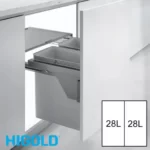 HIGOLD 56L Twin Slide Out Concealed Waste Bin - for a 600mm Cabinet - Side Mounted - Includes Integrated Door Bracket HG-306081-2106