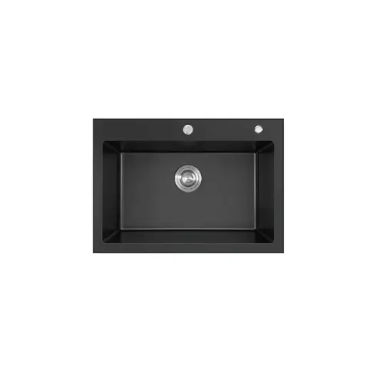 HiGold 760mm Single Bowl Kitchen Sink - Granite Composite Black HG-935005-1833