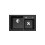HiGold 800mm 1 & 1/2 Bowl Kitchen Sink - Granite Composite Black HG-935006-1497