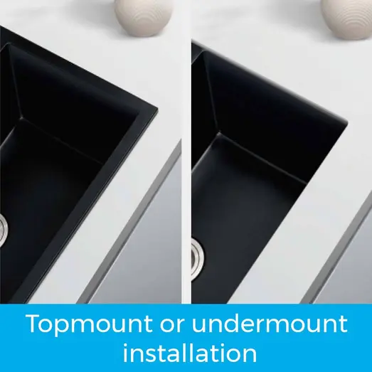 HiGold 800mm 1 & 1/2 Bowl Kitchen Sink - Granite Composite Black HG-935006-1497