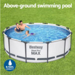 Bestway Swimming Pool 366x100cm Steel Frame Round Above Ground Pools w/ Filter Pump 9150L BW-POOL-366CM-56419