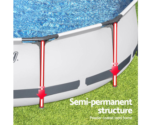 Bestway Swimming Pool 366x100cm Steel Frame Round Above Ground Pools w/ Filter Pump 9150L BW-POOL-366CM-56419