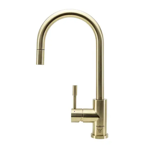 Klaas Stainless Steel Kitchen Mixer Tap Brushed Brass PVD Finish and Pull-Out SWEDISM0044-BS