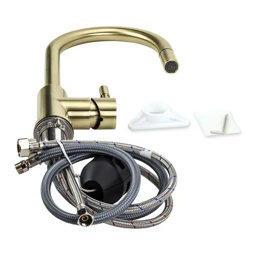 Klaas Stainless Steel Kitchen Mixer Tap Brushed Brass PVD Finish and Pull-Out SWEDISM0044-BS