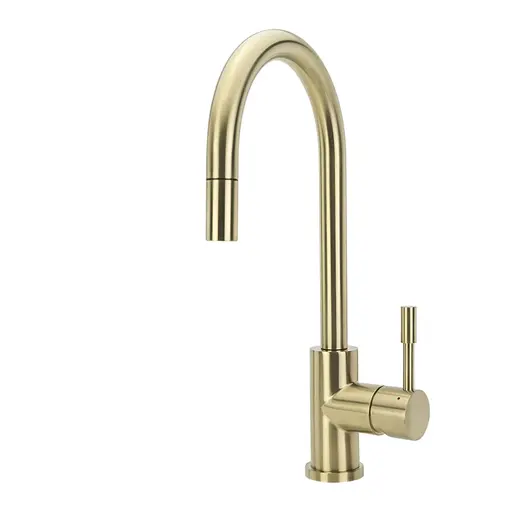 Klaas Stainless Steel Kitchen Mixer Tap Brushed Brass PVD Finish and Pull-Out SWEDISM0044-BS