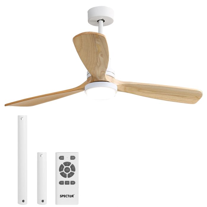 Spector 52'' Wood Ceiling Fan DC Motor with LED Light Remote Control 3 Blades FAN1007-NT