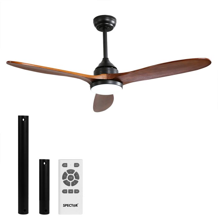 Spector 52'' Ceiling Fan DC Motor LED Light Wood Blade Remote Control 1300mm FAN1008-WA
