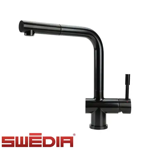 SWEDIA Sigge Stainless Steel Kitchen Mixer Tap With Pull-Out Satin Black Finish SWEDISM0900-BL