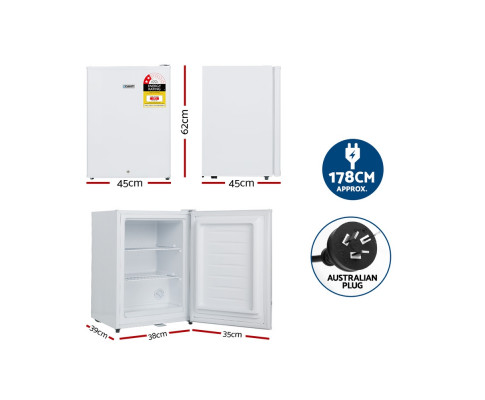 Devanti Upright Freezer Portable Refrigerator Home Office Mini Fridge Cooler 60L UPF-60L-WH
