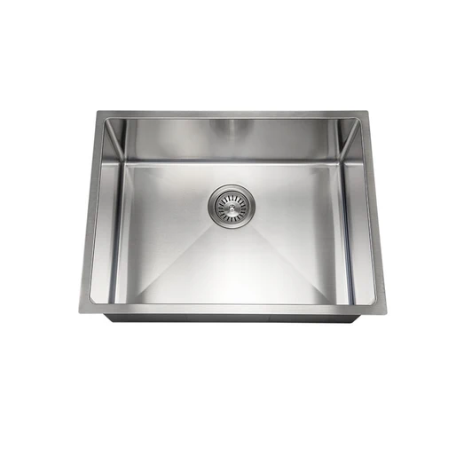AGUZZO Stainless 600mm Single Bowl Steel Kitchen and Laundry Sink - Top/Under Mount AGZSSS-TWM10-0756