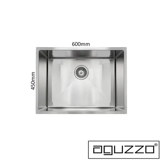 AGUZZO 600mm Single Bowl DEEP Stainless Steel Kitchen and Laundry Sink - Top/Under Mount AGZSSS-TWM10D-0757