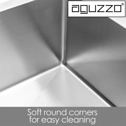 AGUZZO 600mm Single Bowl DEEP Stainless Steel Kitchen and Laundry Sink - Top/Under Mount AGZSSS-TWM10D-0757