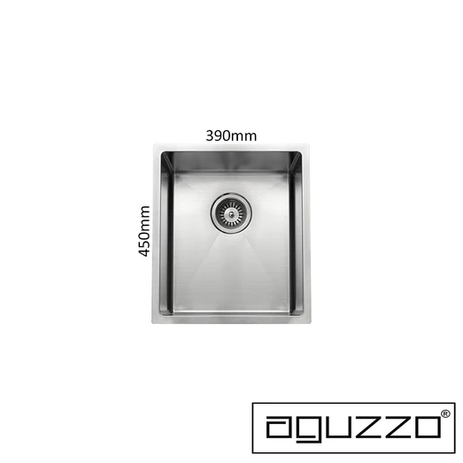AGUZZO 390mm Single Bowl Stainless Steel Kitchen and Laundry Sink - Top/Under Mount AGZSSS-TWM12-0759