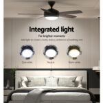 Devanti 52'' Ceiling Fan 5 Wooden Blades Fans LED Light Remote Control Timer CF-B-52-5B-0YY-DW
