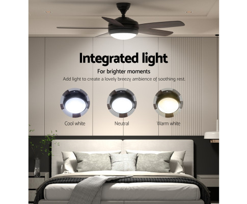 Devanti 52'' Ceiling Fan 5 Wooden Blades Fans LED Light Remote Control Timer CF-B-52-5B-0YY-DW