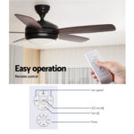 Devanti 52'' Ceiling Fan 5 Wooden Blades Fans LED Light Remote Control Timer CF-B-52-5B-0YY-DW