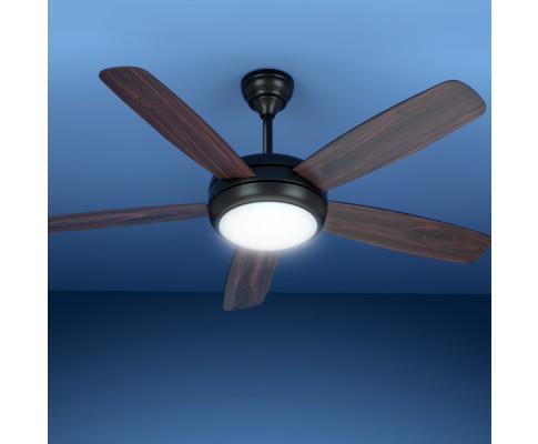 Devanti 52'' Ceiling Fan 5 Wooden Blades Fans LED Light Remote Control Timer CF-B-52-5B-0YY-DW