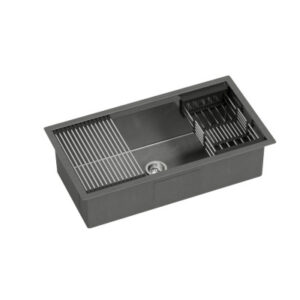Cefito 81X45CM Kitchen Sink Stainless Steel Single Bowel with Drying Rack Black SINK-R10-8145T-BK