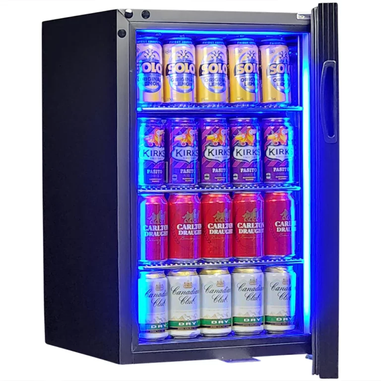 Classy Quiet 69Ltr Triple Glazed Bar Fridge With Blue And White LED SK68-B