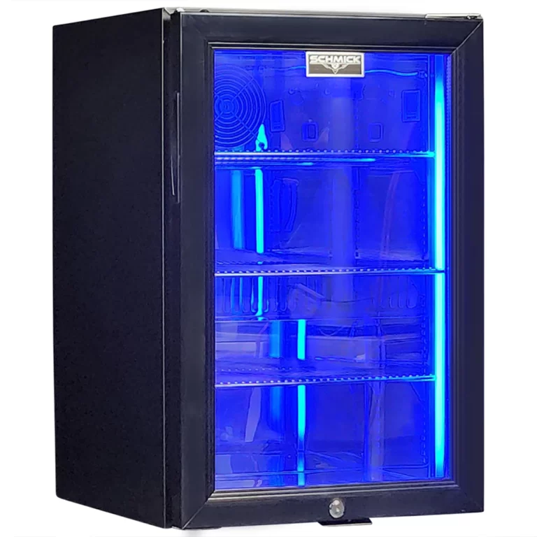 Classy Quiet 69Ltr Triple Glazed Bar Fridge With Blue And White LED SK68-B