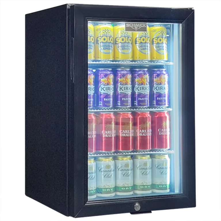 Classy Quiet 69Ltr Triple Glazed Bar Fridge with Blue and White LED SK68R-B
