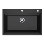 HiGold Single Bowl Workstation Kitchen Sink with Steps - Granite Composite - 840mm - Black HG-935023-B-2653