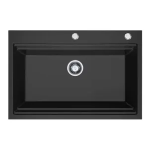 HiGold Single Bowl Workstation Kitchen Sink with Steps - Granite Composite - 840mm - Black HG-935023-B-2653