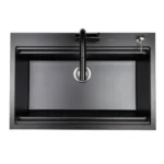 HiGold Single Bowl Workstation Kitchen Sink with Steps - Granite Composite - 840mm - Black HG-935023-B-2653