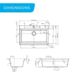 HiGold Single Bowl Workstation Kitchen Sink with Steps - Granite Composite - 840mm - Black HG-935023-B-2653