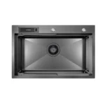 Belle Luxe 1.0 Single Bowl Workstation Kitchen Sink - Slide Lip 750mm - PVD Gunmetal HG-952257-2666