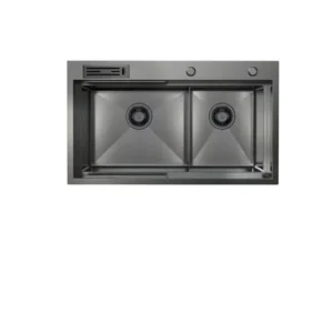 Belle Luxe 1.0 Double Bowl Workstation Kitchen Sink - Slide Lip 820mm - PVD Gunmetal HG-953425-2668