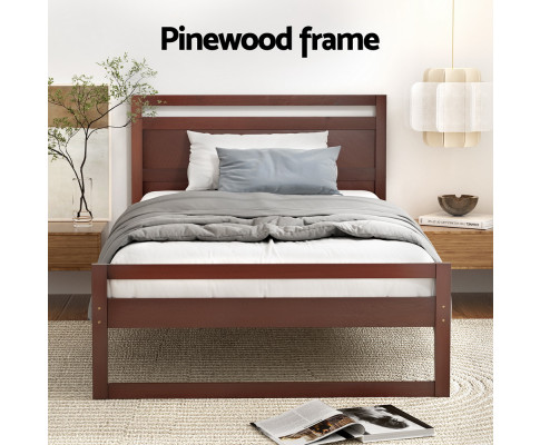 Artiss King Single Size Bed Frame Wooden Walnut WITTON WBED-WITTON-KS-WAL-AB