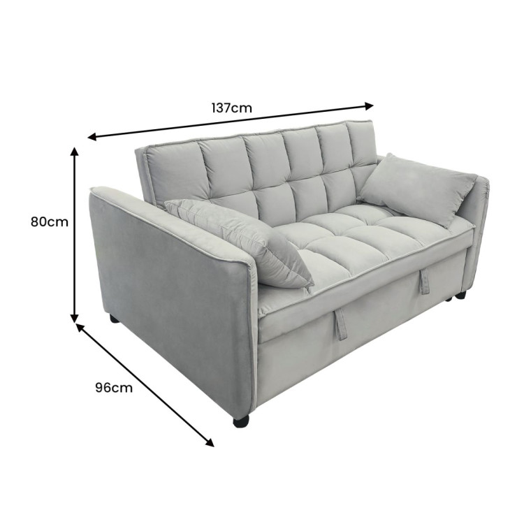 SARANTINO Tufted 2-Seater Velvet Sofa Bed - Light Grey sofa-7006-vel-lgy