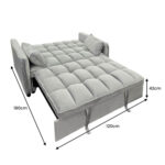 SARANTINO Tufted 2-Seater Velvet Sofa Bed - Light Grey sofa-7006-vel-lgy