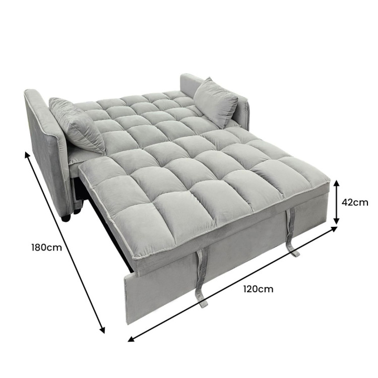 SARANTINO Tufted 2-Seater Velvet Sofa Bed - Light Grey sofa-7006-vel-lgy