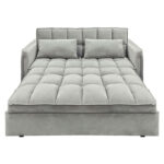 SARANTINO Tufted 2-Seater Velvet Sofa Bed - Light Grey sofa-7006-vel-lgy