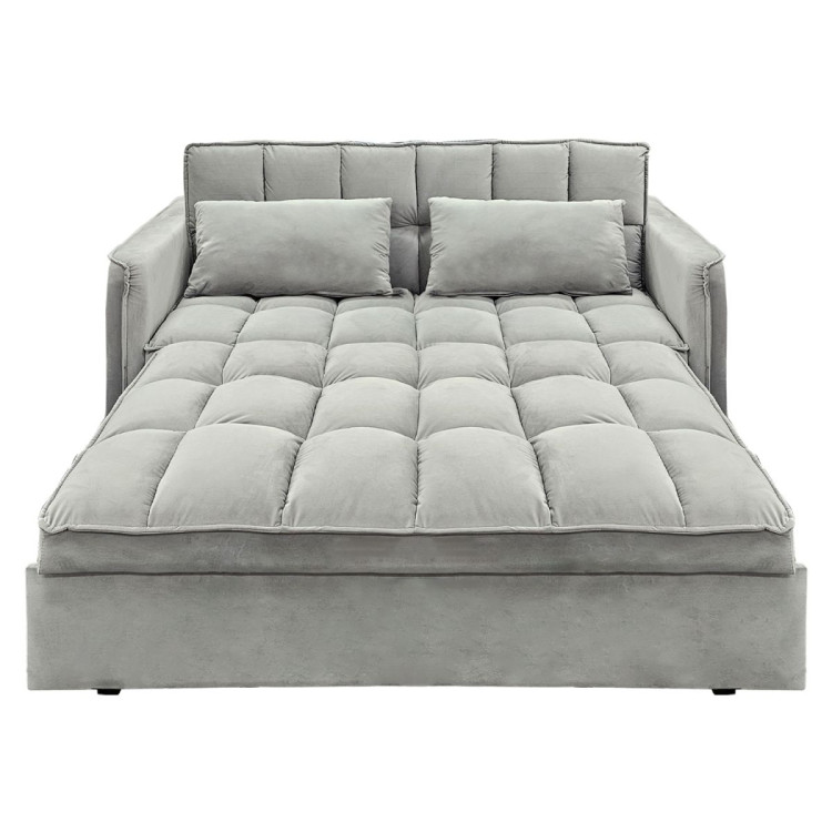 SARANTINO Tufted 2-Seater Velvet Sofa Bed - Light Grey sofa-7006-vel-lgy