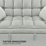 SARANTINO Tufted 2-Seater Velvet Sofa Bed - Light Grey sofa-7006-vel-lgy