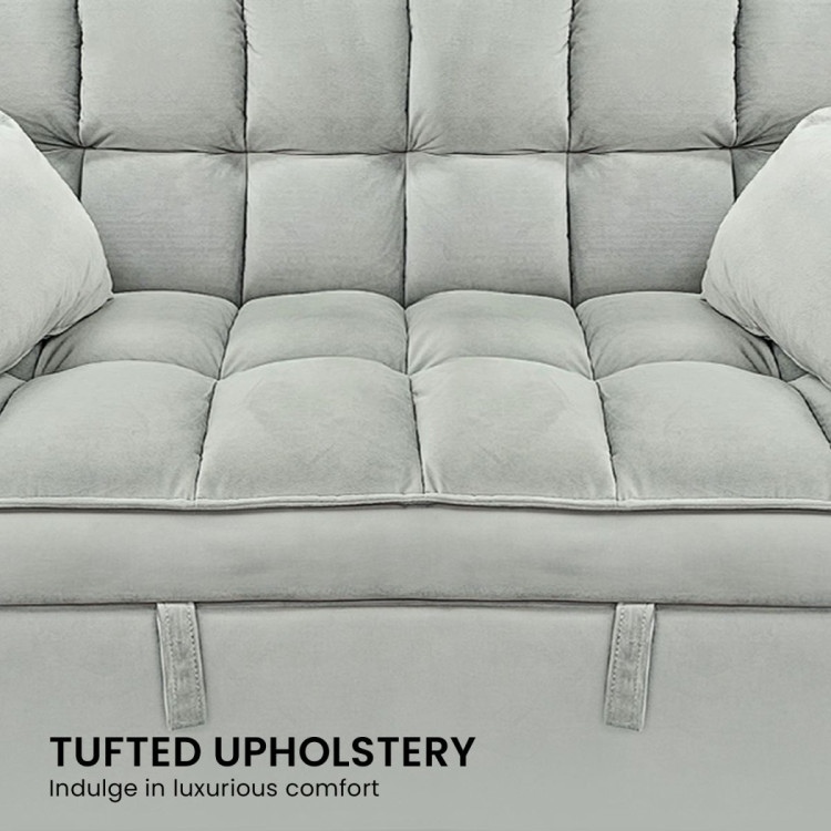 SARANTINO Tufted 2-Seater Velvet Sofa Bed - Light Grey sofa-7006-vel-lgy