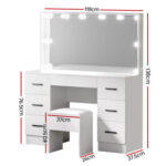 Artiss Dressing Table Set Stool 10 Led Bulbs White FUR-T-DRESS07-LED-WH-ABC